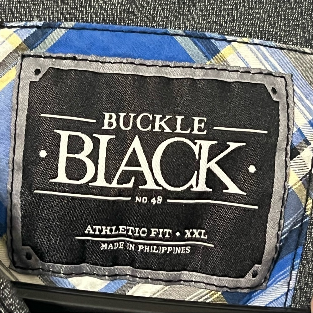 Buckle Black LS Shirt Men's XXL Blue Yellow Plaid Button Down Metal Buttons - Picture 8 of 9